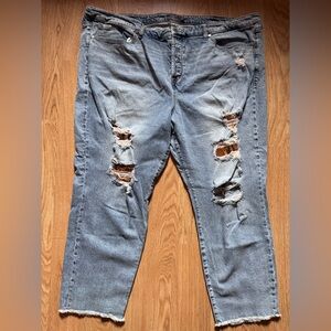 Torrid Distressed Blue Jeans with Gold Sequins Size 24